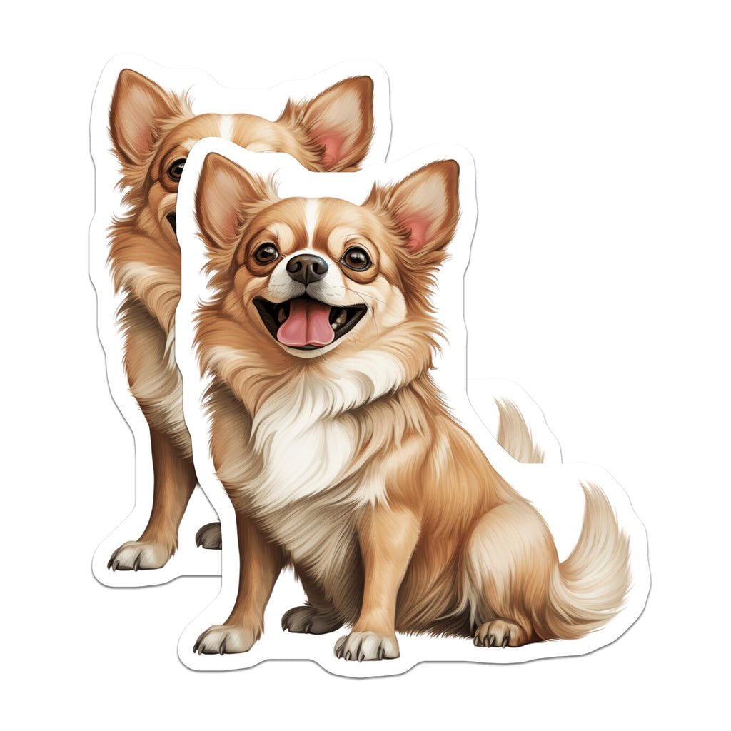 (2 Pack) Happy Chihuahua Magnets - Adorable Fluffy Dog Decor - Smiling Pet Lover Refrigerator Accessory - 5 Inches On Longest Side - Thick Durable Magnet - Made in USA - MAG24872