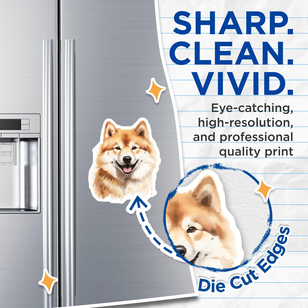 (2 Pack) Shiba Inu Dog Magnets - Watercolor Pet Art - Happy Dog Lover Decor - 5 Inches On Longest Side - Thick Durable Magnet - Made in USA - MAG26167