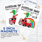 (2 Pack) Funny Duck Truck Magnets - Rainbow Duck Quote - Humor Car Accessory - Bright Fridge Magnet Set - 5" On Longest Side - for Cars, Fridges, Toolboxes - Made in USA - MAG5623