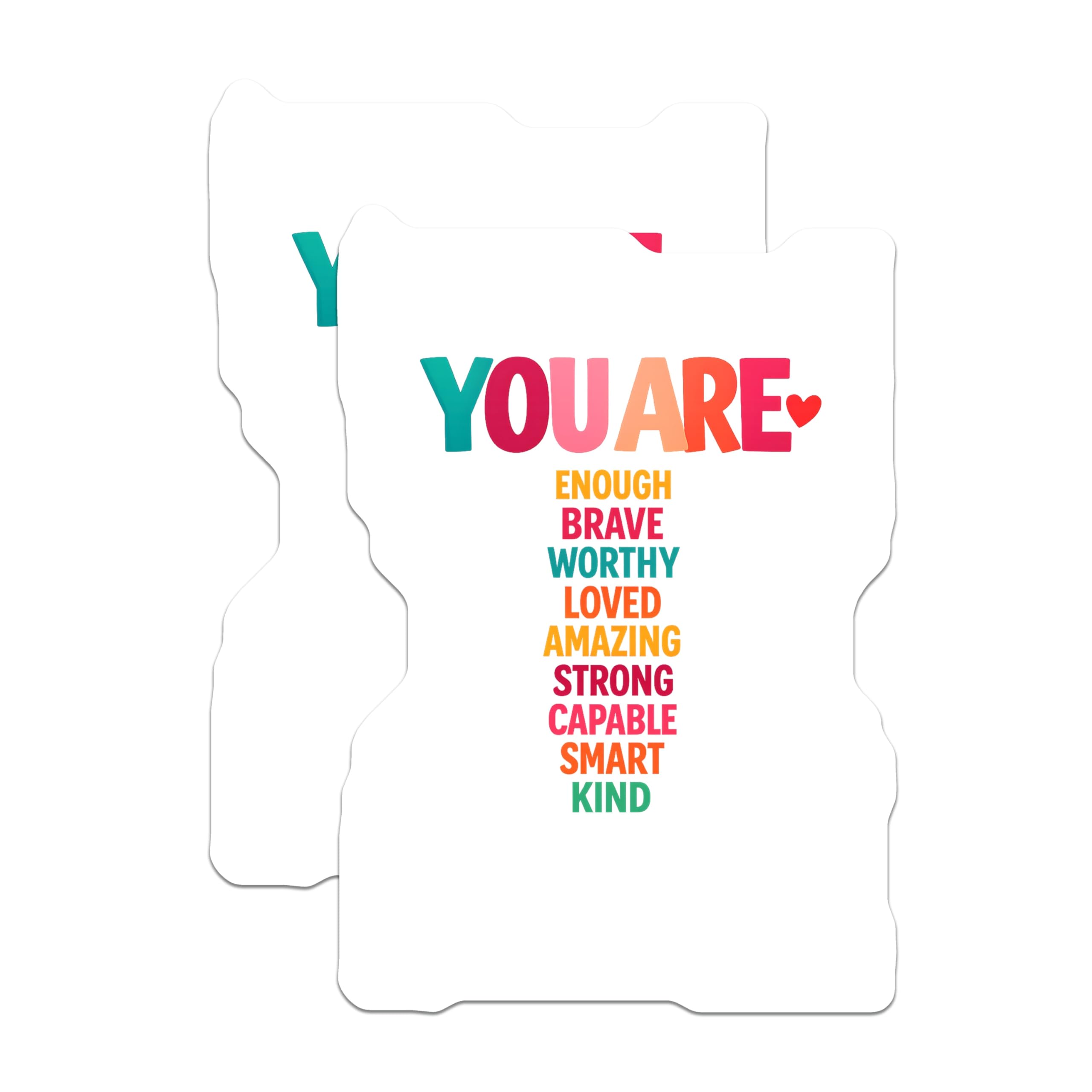 (2 Pack) You are Enough Magnets - Motivational Quote Decor - Positive Affirmation Fridge Art - 5 Inches On Longest Side - Thick Durable Magnet - Made in USA - MAG21323