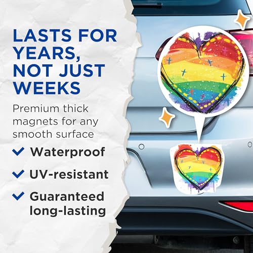 (2 Packs) Rainbow Heart Inclusive Rainbow Magnets - Rainbow Heart LGBTQ Friendly Magnets - 5 Inches On Longest Side - Premium Magnet - for Fridges, Toolboxes, Cars - Made in USA - MAG2280
