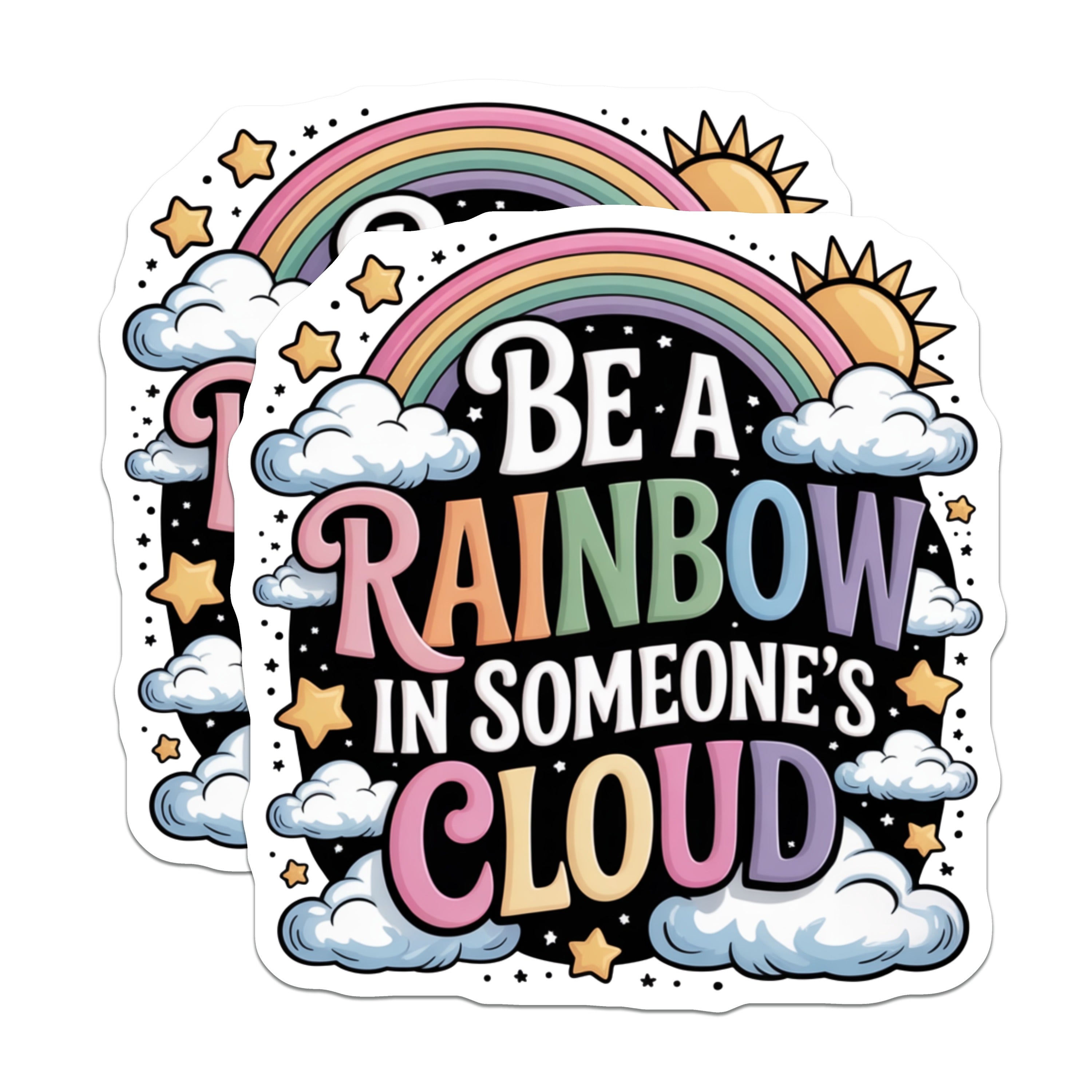 (2 Pack) Be A Rainbow in Someone's Cloud Magnets - Inspirational Quote - Positive Affirmation - Friendship Encouragement - 5 Inches On Longest Side - Thick Durable Magnet - Made in USA - MAG38009