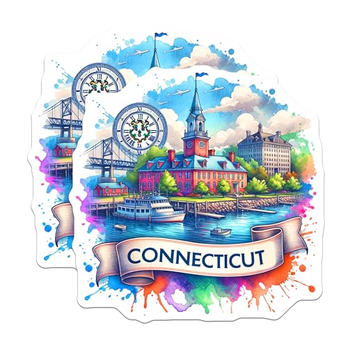(2 Pack) Connecticut Magnets - State Travel Souvenirs - Scenic State Art - Kitchen Decor - 5" On Longest Side - for Cars, Fridges, Toolboxes - Made in USA - MAG6799