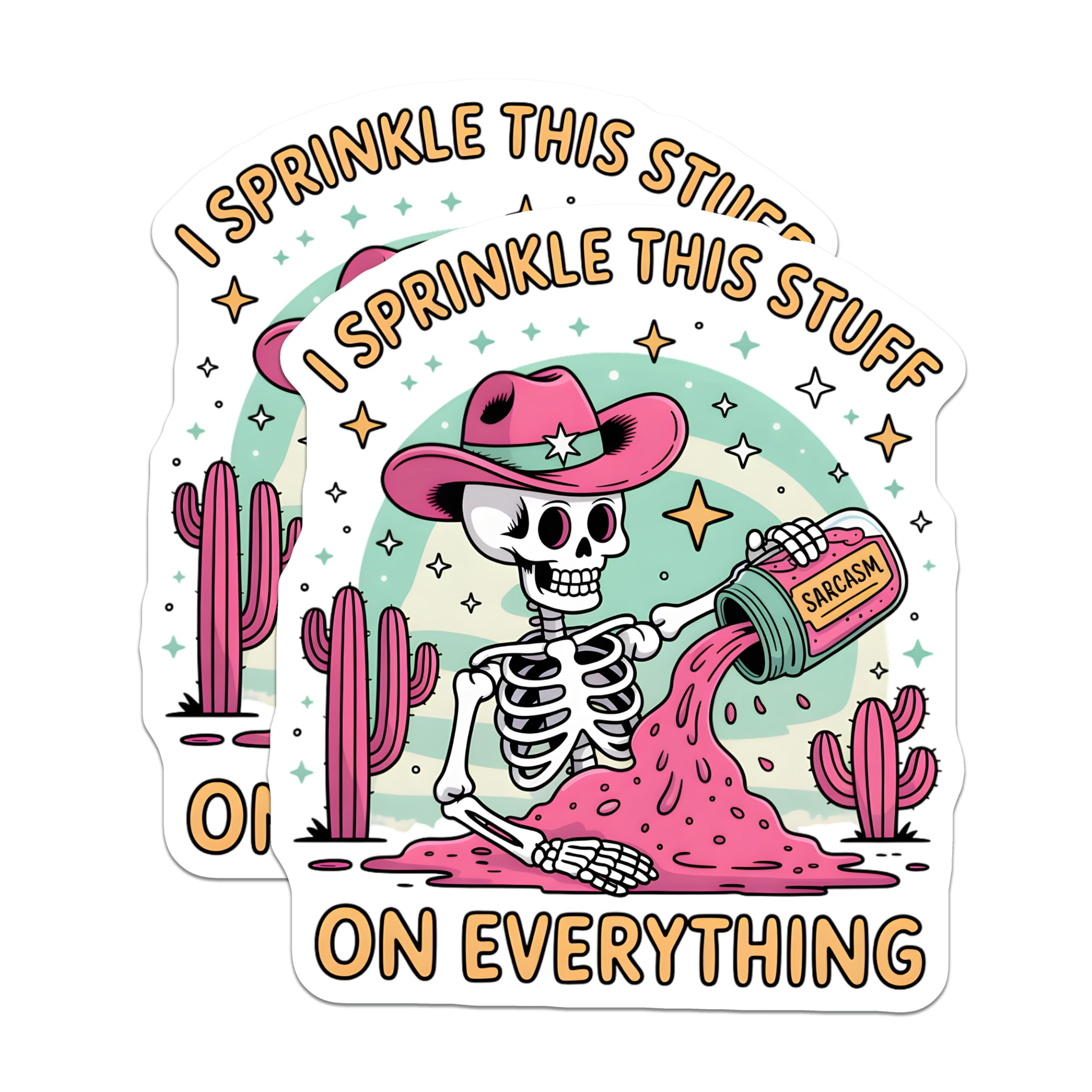 (2 Pack) Sarcasm Skeleton Magnets - Funny Cowboy Skull Art - Western Desert Humor Decor - 5 Inches On Longest Side - Thick Durable Magnet - Made in USA - MAG20213