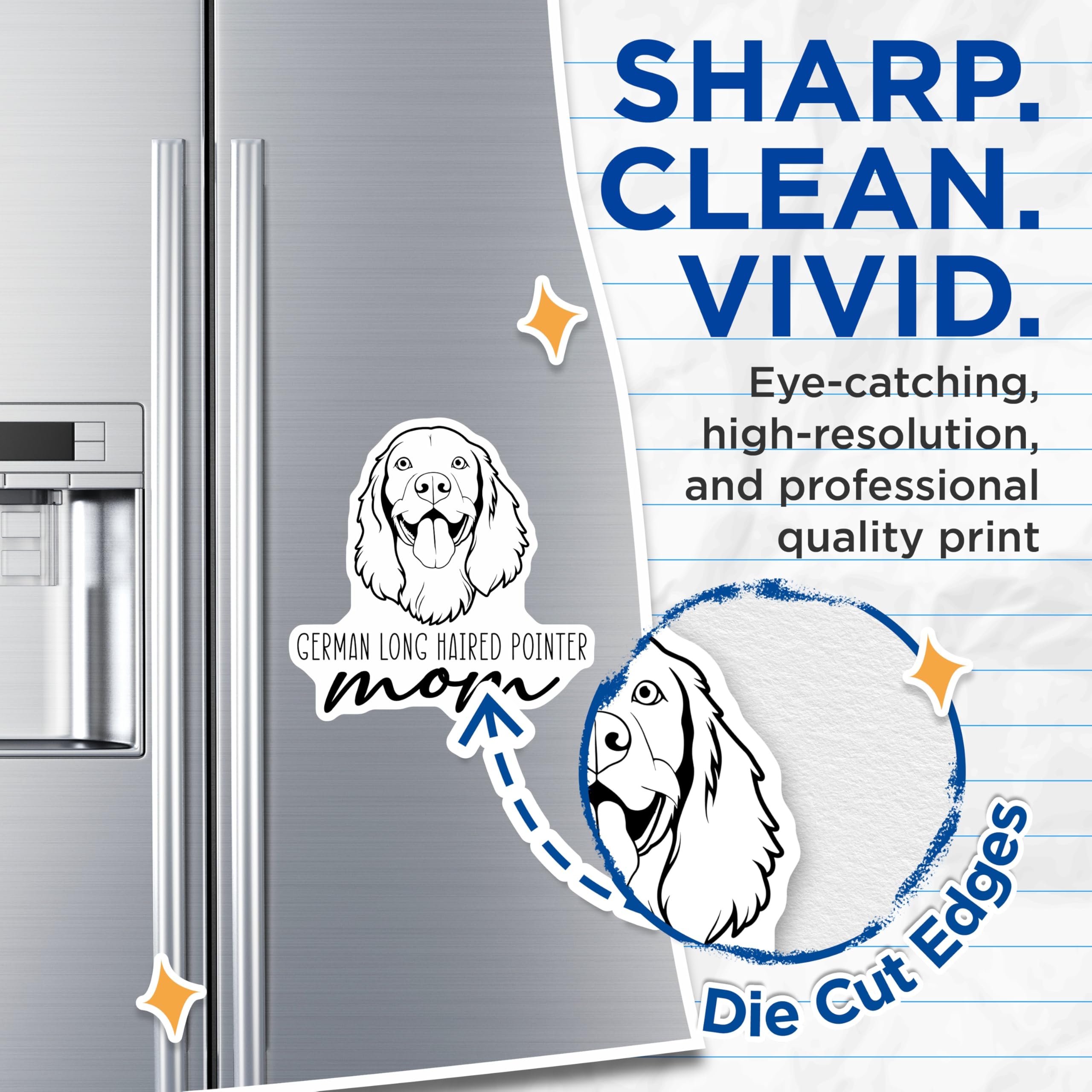 (2 Pack) German Longhaired Pointer Mom Magnets - Dog Lover Accessory - Pet Owner Appreciation Decor - 5 Inches On Longest Side - Thick Durable Magnet - Made in USA - MAG27021