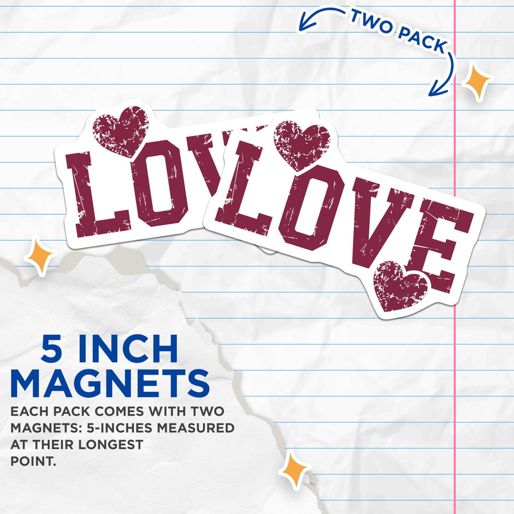 (2 Pack) Love Heart Magnets - Romantic Sayings Fridge Magnets - Valentine's Day Decor - 5" On Longest Side - Premium Magnet - for Cars, Refrigerators, Toolboxes, Lockers - Made in USA - MAG15507