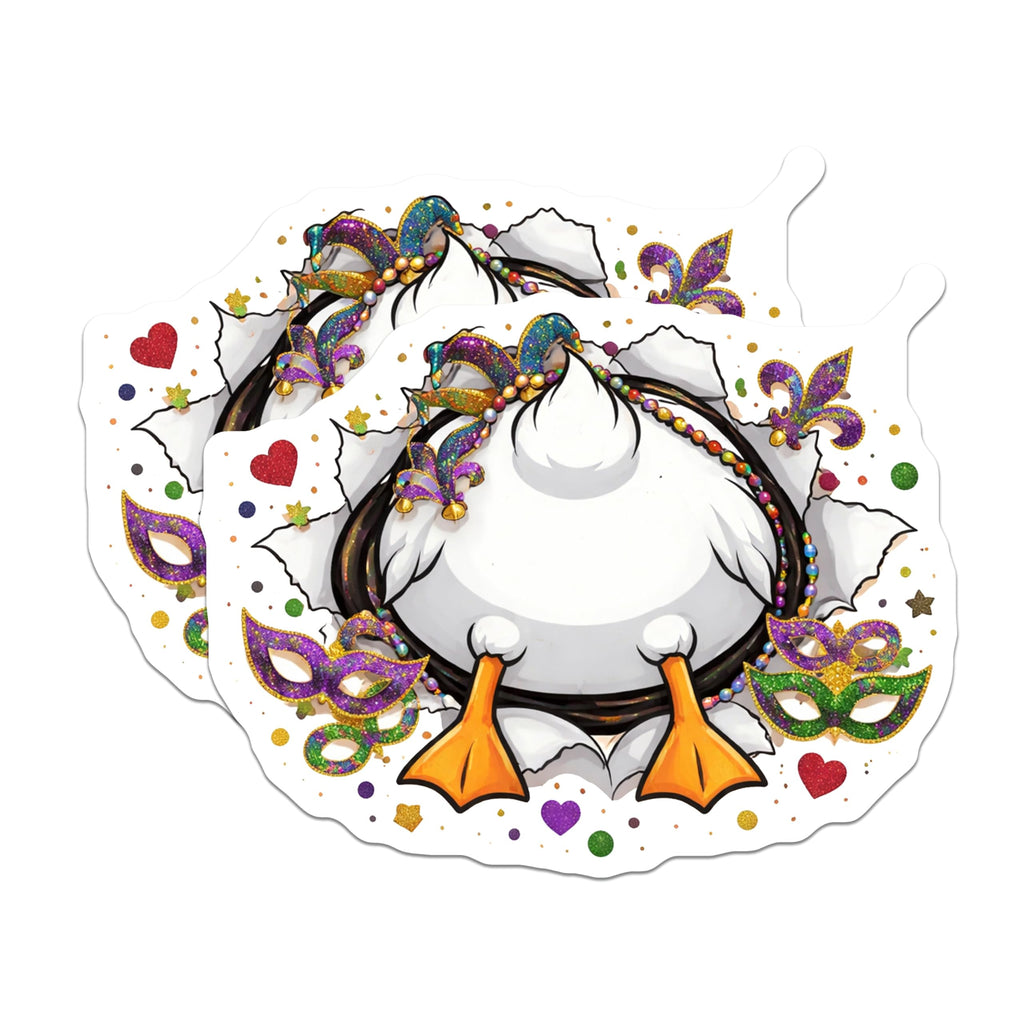 (2 Pack) Mardi Gras Duck Magnets - Masquerade Decor - Party Accessory - 5" On Longest Side - Premium Magnet - for Cars, Refrigerators, Toolboxes, Lockers - Made in USA - MAG17110