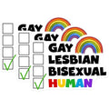 (3 Pack) LGBTQ Decals - Gay Lesbian Bisexual Pride - Human Equality Decals - 3 Inches On Longest Side - Easy Peel & Apply - Made in USA - 3MCS7044