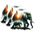 (3 Pack) Elephant Forest Decals - Animal Silhouette - Nature Inspired Art - 3 Inches On Longest Side - Easy Peel & Apply - Made in USA - 3MCS1146