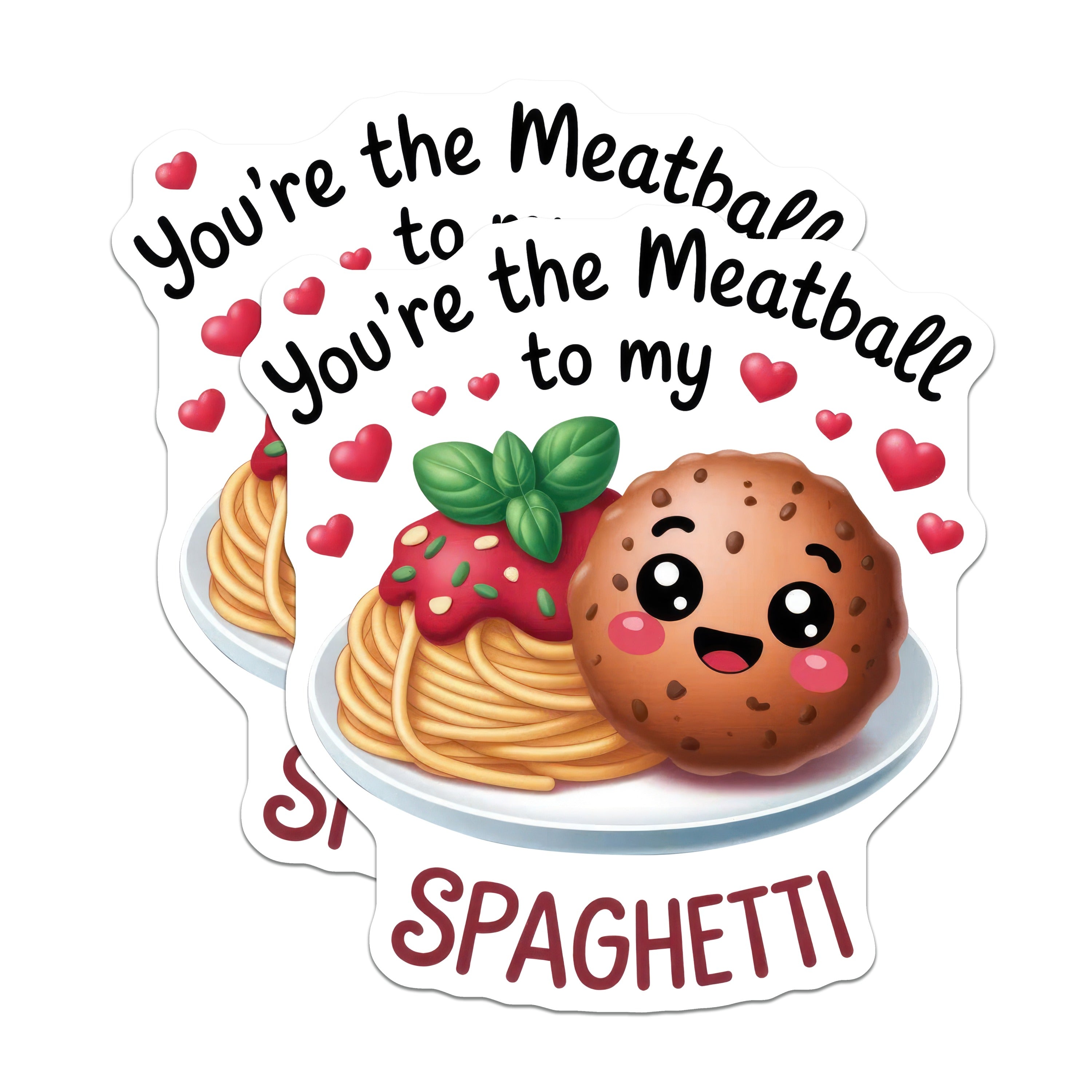 (2 Pack) Meatball Spaghetti Magnets - Cute Couple Relationship Sayings - Romantic Food Pun Kitchen Decor for Lovers - 5 Inches On Longest Side - Thick Durable Magnet - Made in USA - MAG39208