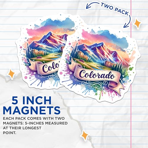 (2 Pack) Colorado Adventure Magnets - Scenic Mountain Views - Travel Souvenir - State Pride - 5" On Longest Side - for Cars, Fridges, Toolboxes - Made in USA - MAG7031