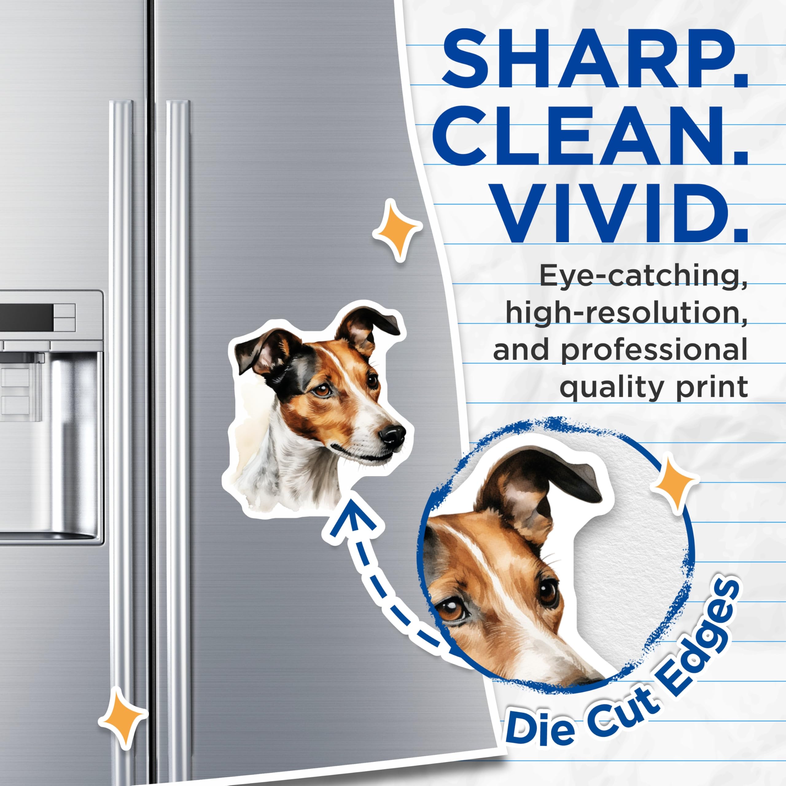 (2 Pack) Jack Russell Terrier Magnets - Watercolor Dog Art - Pet Lover Refrigerator Magnets for Dog Moms Dads - 5 Inches On Longest Side - Thick Durable Magnet - Made in USA - MAG30994