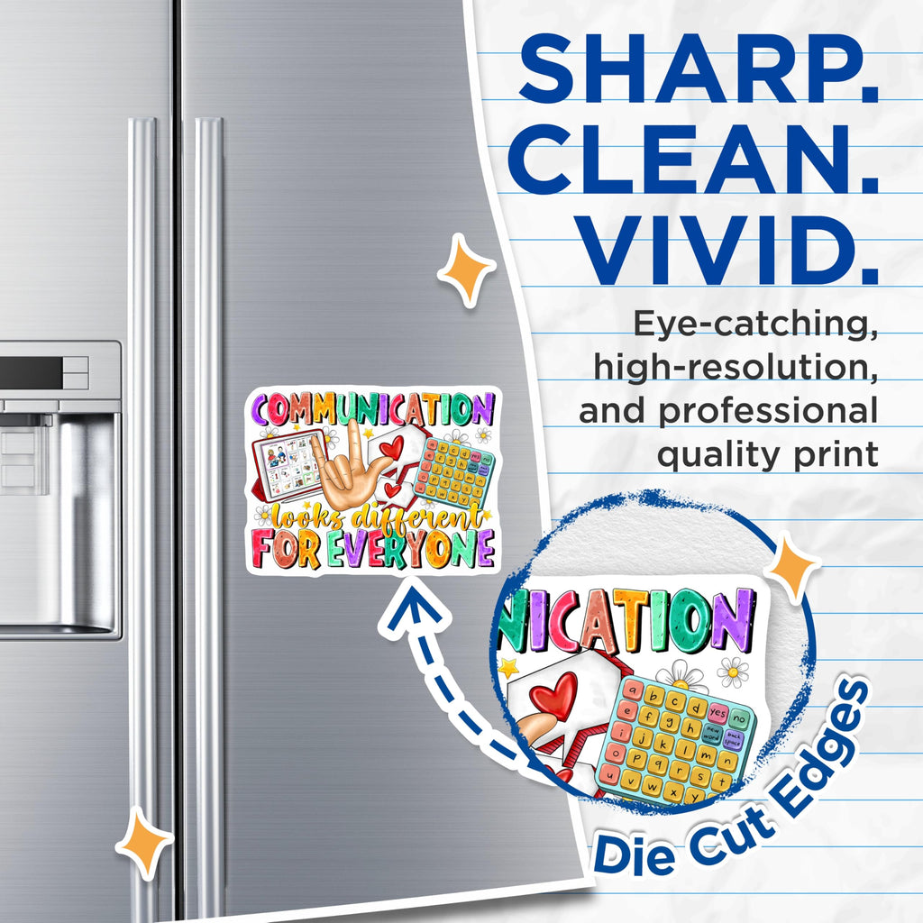 (2 Pack) Communication is Different Magnets - AAC Device Awareness - Neurodiversity Inclusion Decor for SLP Teacher - 5 Inches On Longest Side - Thick Durable Magnet - Made in USA - MAG26984
