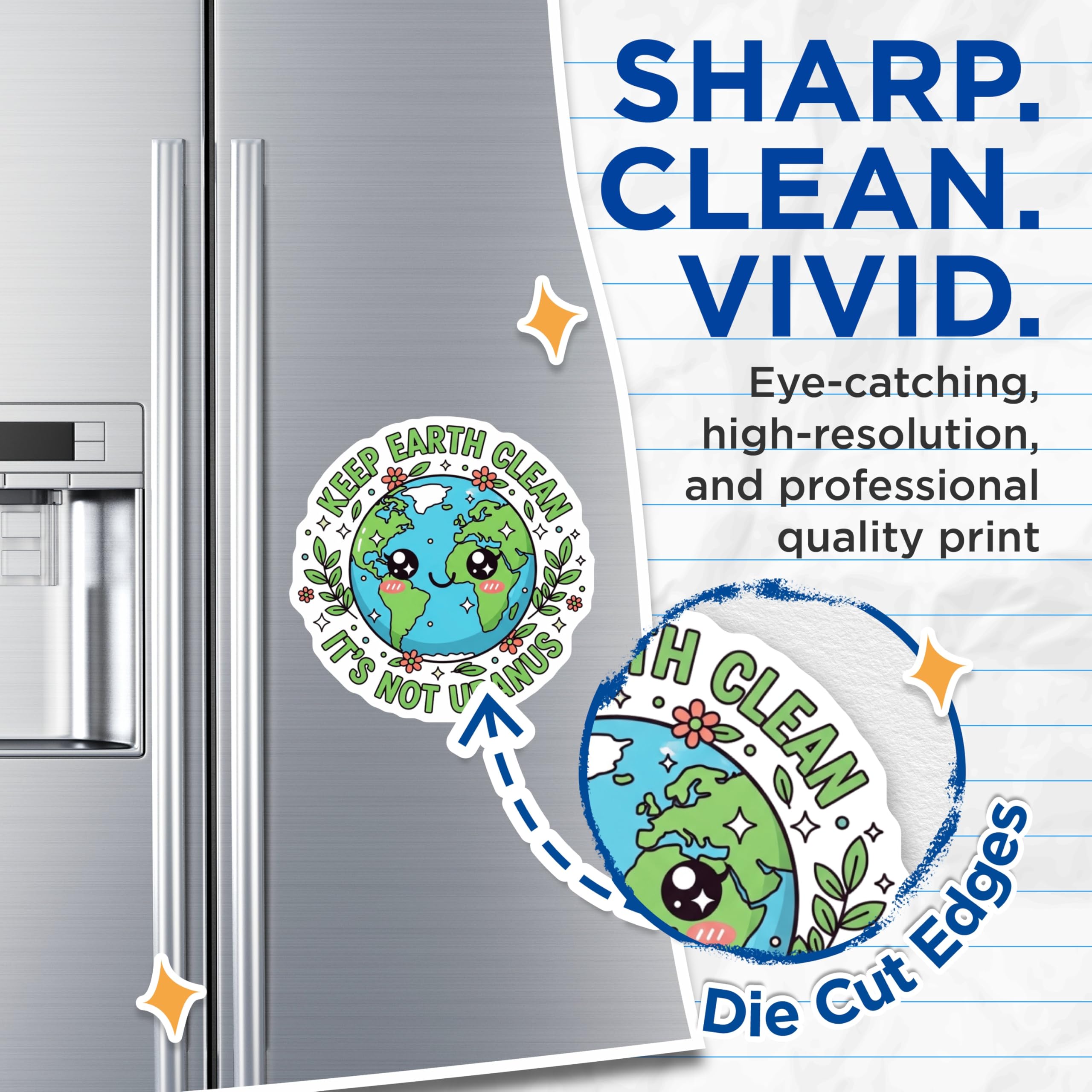 (2 Pack) Keep Earth Clean Magnets - Funny Environmental Planet Decor - Its Not Uranus Awareness Message - 5 Inches On Longest Side - Thick Durable Magnet - Made in USA - MAG22897