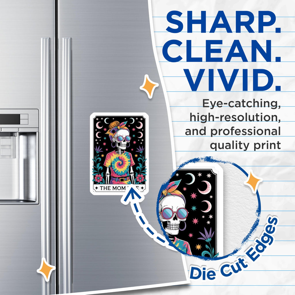 (2 Pack) Mom Life Skeleton Magnets - Tie Dye Hippie Mama - Celestial Boho Fridge Decor - 5 Inches On Longest Side - Thick Durable Magnet - Made in USA - MAG22200