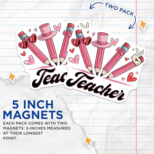 (2 Pack) Teacher Appreciation Magnets - Cute Pencil Design - 5" On Longest Side - for Cars, Fridges, Toolboxes - Made in USA - MAG7644