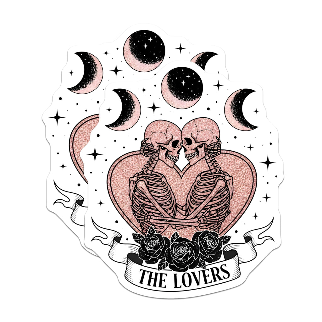 (2 Pack) Lovers Tarot Card Magnets - Skeleton Couple Magnets - Gothic Home Decor - 5" On Longest Side - Premium Magnet - for Cars, Refrigerators, Toolboxes, Lockers - Made in USA - MAG17335