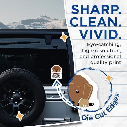 (2 Pack) I Love My Ridgeback Stickers - Dog Breed Stickers - Cute Puppy Stickers - 5" On Longest Side - Sticks to Smooth Flat Surfaces - Made in USA - BMCS4295