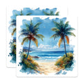 (2 Pack) Watercolor Beach Magnets - Tropical Palm Tree Ocean Scene - Coastal Home Decor - Summer Vacation Souvenir - 5 Inches On Longest Side - Thick Durable Magnet - Made in USA - MAG25009