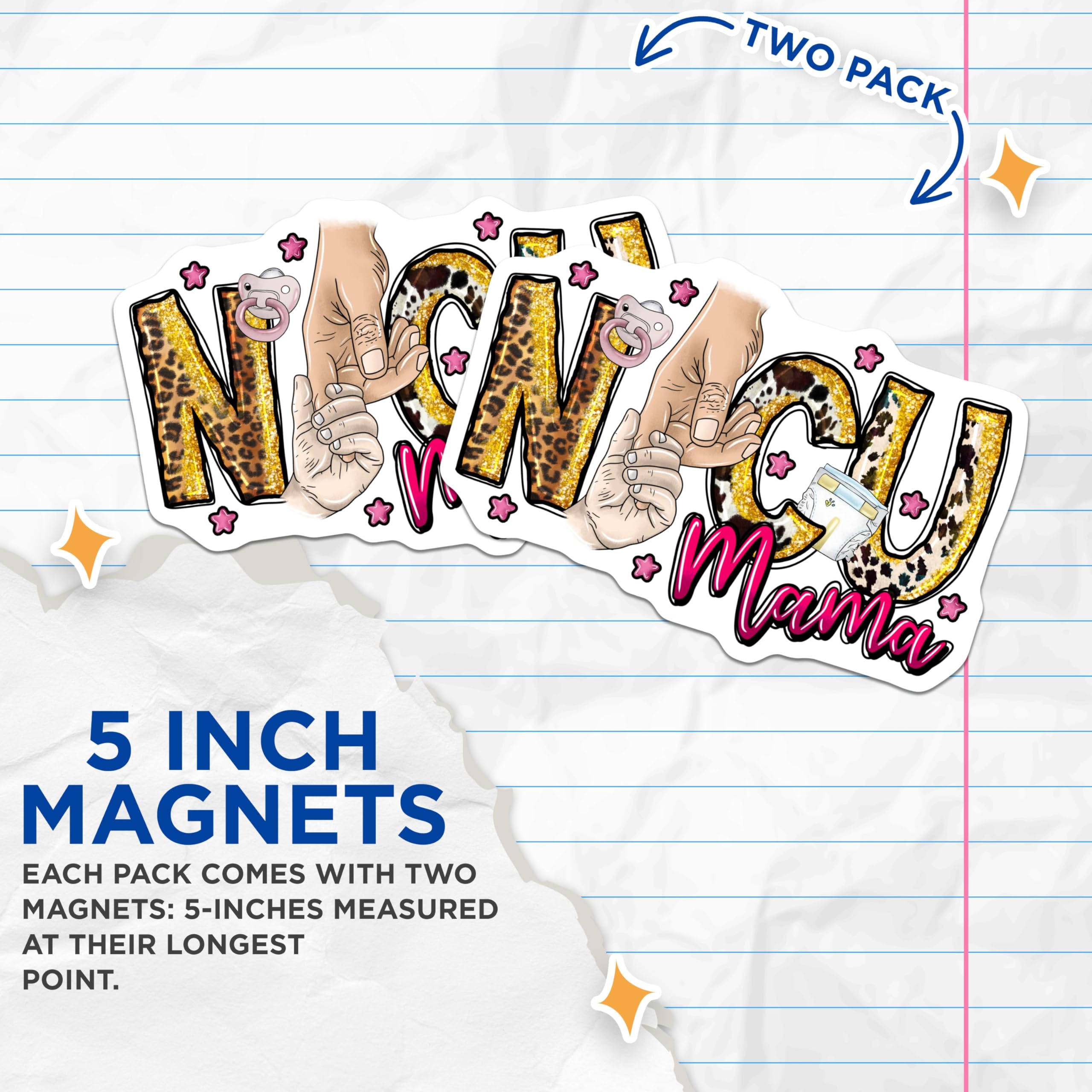 (2 Pack) NICU Mama Magnets - Preemie Mom Awareness - Neonatal Journey Support Decor - 5 Inches On Longest Side - Thick Durable Magnet - Made in USA - MAG29278
