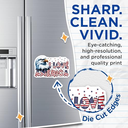 (2 Pack) Eagle I Love America Magnets - 5" On Longest Side - for Cars, Fridges, Toolboxes - Made in USA - MAG7406