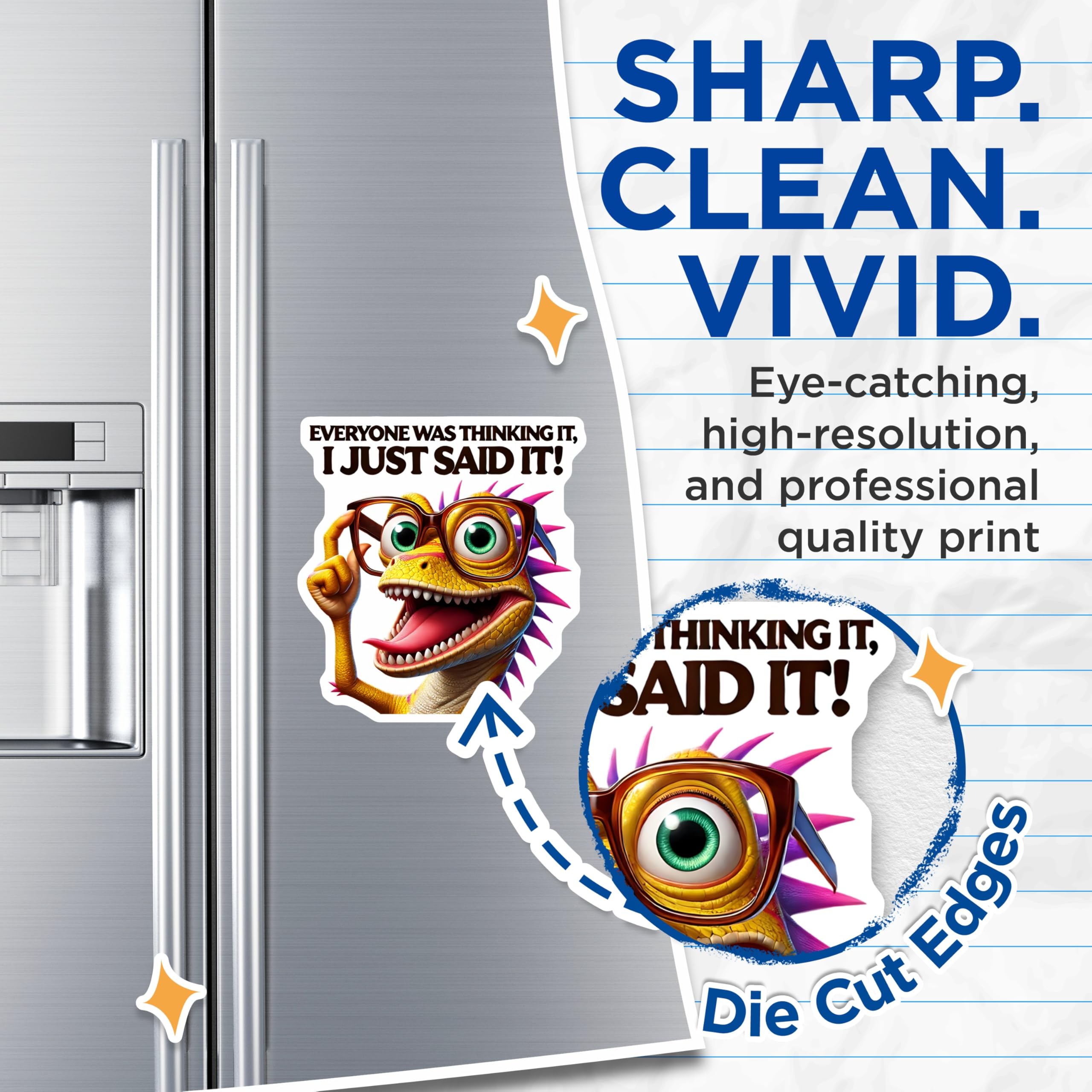 (2 Pack) Funny Lizard Magnets - Sarcastic Sayings Fridge Decor - Quirky Home Accessories - 5" On Longest Side - Premium Magnet - for Cars, Refrigerators, Toolboxes, Lockers - Made in USA - MAG14056
