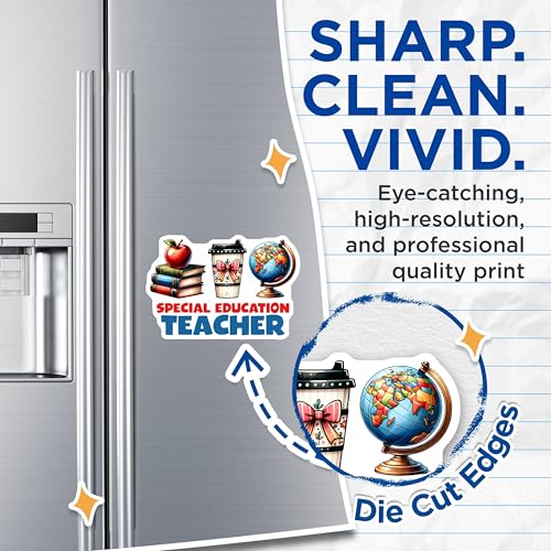 (2 Pack) Special Education Teacher Magnets - Teacher Appreciation - Classroom Decor - Education Theme - 5" On Longest Side - for Cars, Fridges, Toolboxes - Made in USA - MAG8034