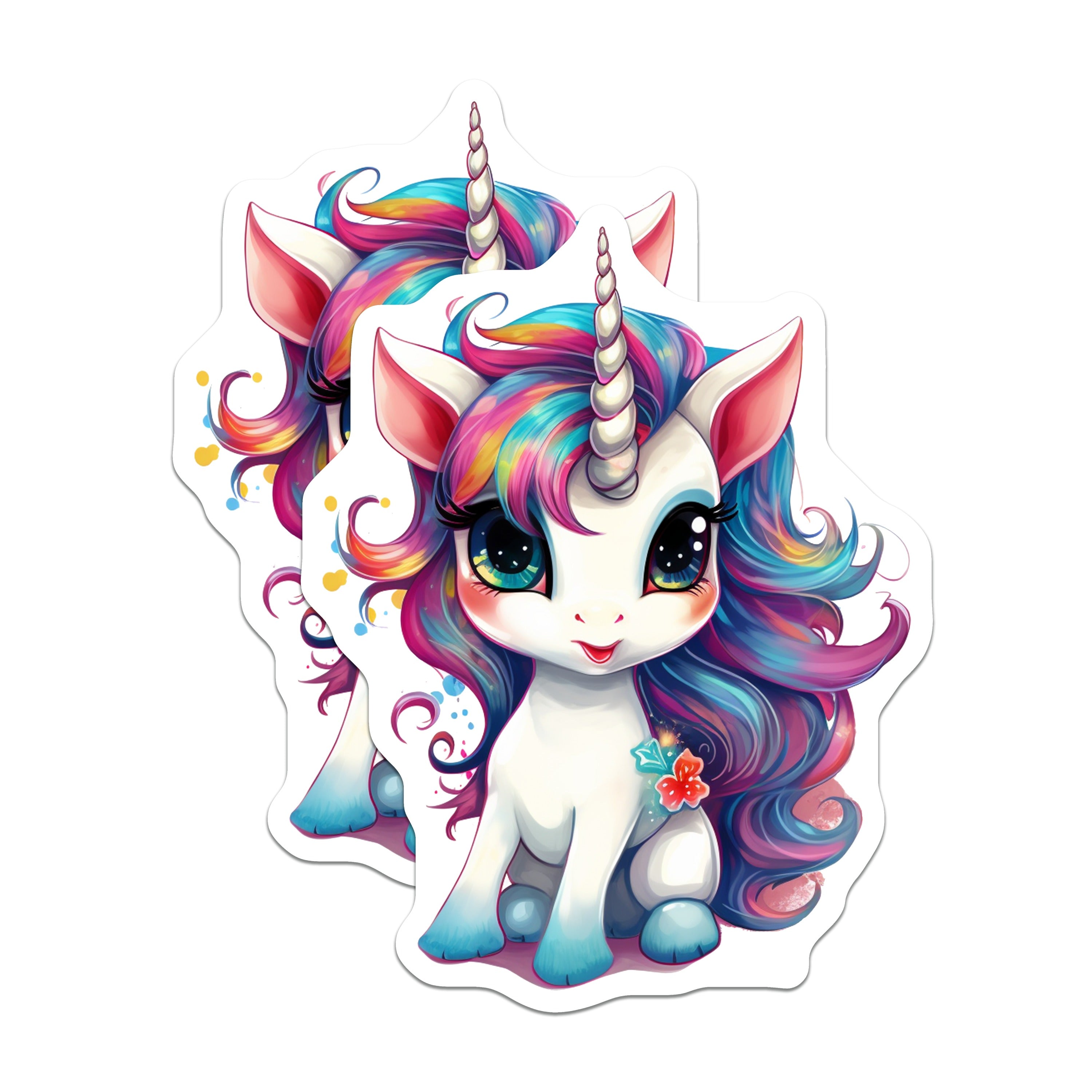 (2 Pack) Cute Unicorn Magnets - Rainbow Fantasy Decor - Kawaii Fridge Accessory for Girls Nursery Locker - 5 Inches On Longest Side - Thick Durable Magnet - Made in USA - MAG38091
