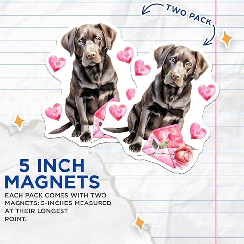 (2 Pack) Labrador Love Magnets - Cute Dog Magnets - Heart and Roses Magnets - 5" On Longest Side - for Cars, Refrigerators, Toolboxes, Lockers - Made in USA BMCS3516
