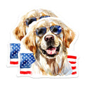 (2 Pack) Golden Retriever American Flag Magnets - Patriotic Dog Decor - USA Pet Lover Art - 4th of July Fridge Accent - 5 Inches On Longest Side - Thick Durable Magnet - Made in USA - MAG37529