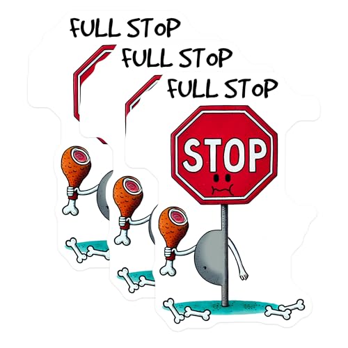(3 Pack) Full Stop Decals - Stop Sign - Funny Decals - 3 Inches On Longest Side - Easy Peel & Apply - Made in USA - 3MCS6348