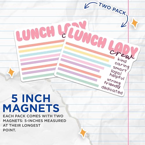 (2 Pack) Lunch Lady Crew Magnets - Kind Caring Smart - Loyal Helpful Friendly Dedicated - 5" On Longest Side - for Cars, Fridges, Toolboxes - Made in USA - MAG3631