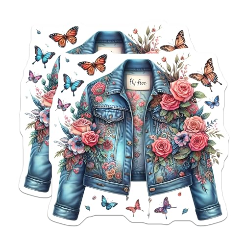 (2 Pack) Fly Free Magnets Magnets - Floral Jacket Design - 5" On Longest Side - Made in USA - Sticks to Refrigerators & Metal Surfaces - MAG8877