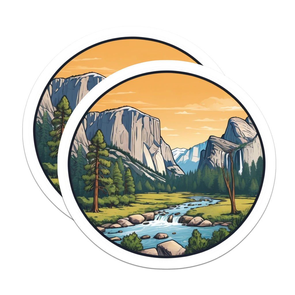 (2 Pack) Yosemite Valley Magnets - National Park Artwork Magnet - Mountain River Outdoor Adventure Scenic - 5 Inches On Longest Side - Thick Durable Magnet - Made in USA - MAG22528