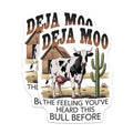 (2 Pack) Deja Moo Stickers - Funny Cow Stickers - Farm Animal Humor - Hilarious Vinyl Decals - 5" On Longest Side - Sticks to Smooth Flat Surfaces - Made in USA - BMCS9584