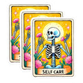 (3 Pack) Self Care Skeleton Decals - Laptop Sticker - Tarot Card Style Decals - 3 Inches On Longest Side - Easy Peel & Apply - Made in USA - 3MCS8183