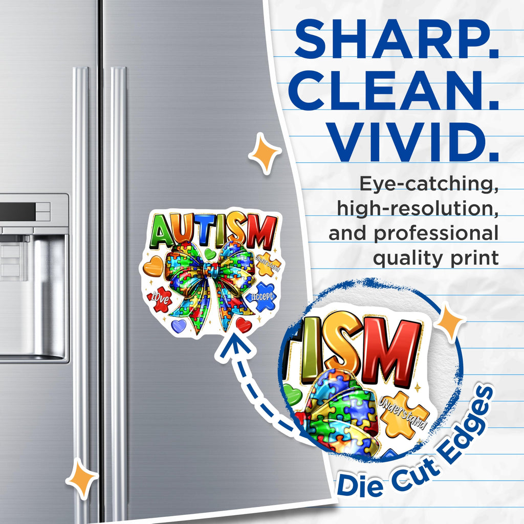 (2 Pack) Autism Awareness Magnets - Puzzle Piece Decor - Neurodiversity Acceptance - 5 Inches On Longest Side - Thick Durable Magnet - Made in USA - MAG30669