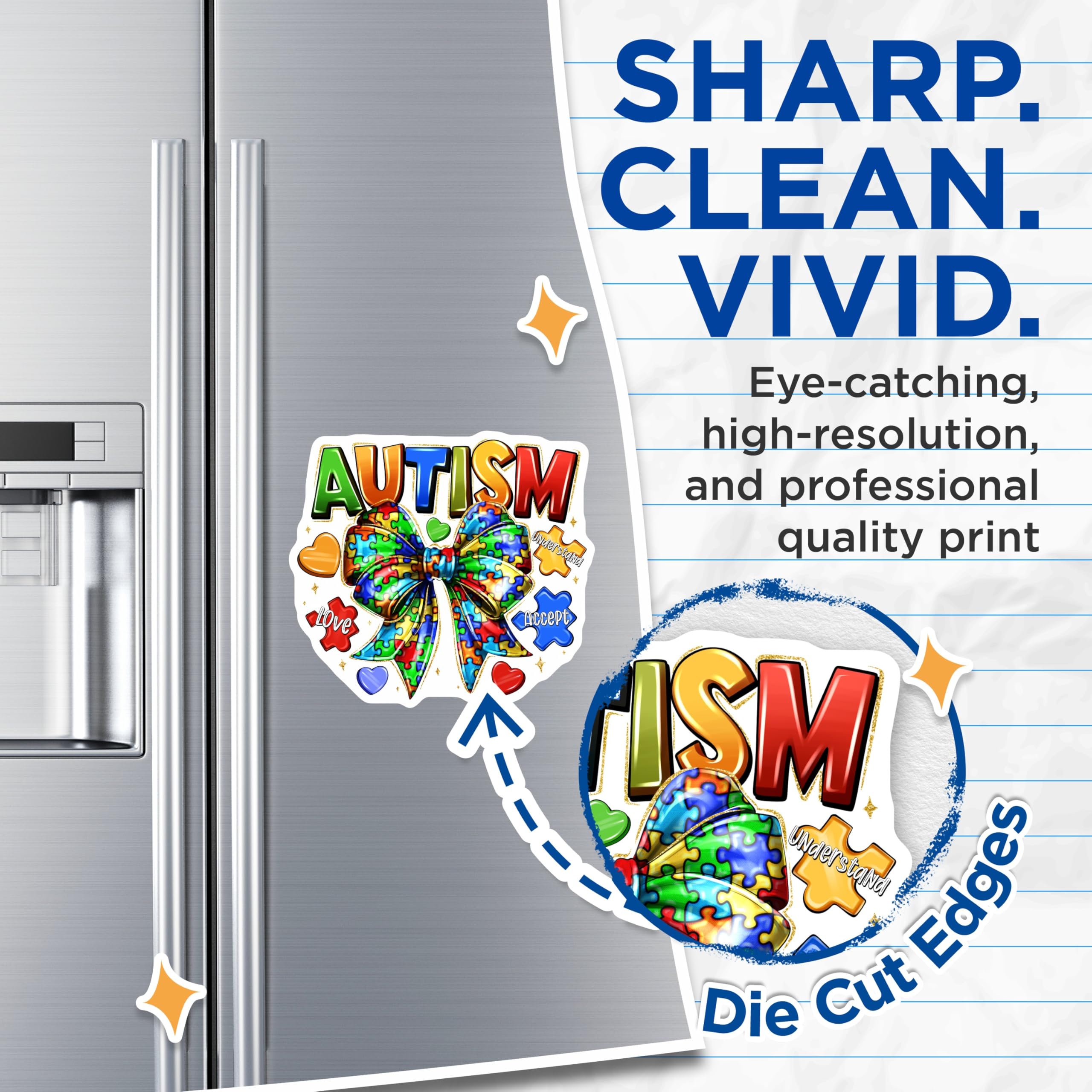 (2 Pack) Autism Awareness Magnets - Puzzle Piece Decor - Neurodiversity Acceptance - 5 Inches On Longest Side - Thick Durable Magnet - Made in USA - MAG30669