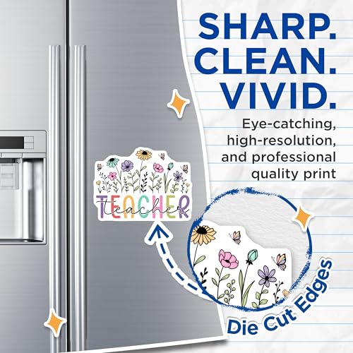 (2 Pack) Teacher Appreciation Magnets - Floral Teacher Magnets - Classroom Decor Magnets for Teachers - 5" On Longest Side - for Cars, Refrigerators, Toolboxes, Lockers - Made in USA MAG3582
