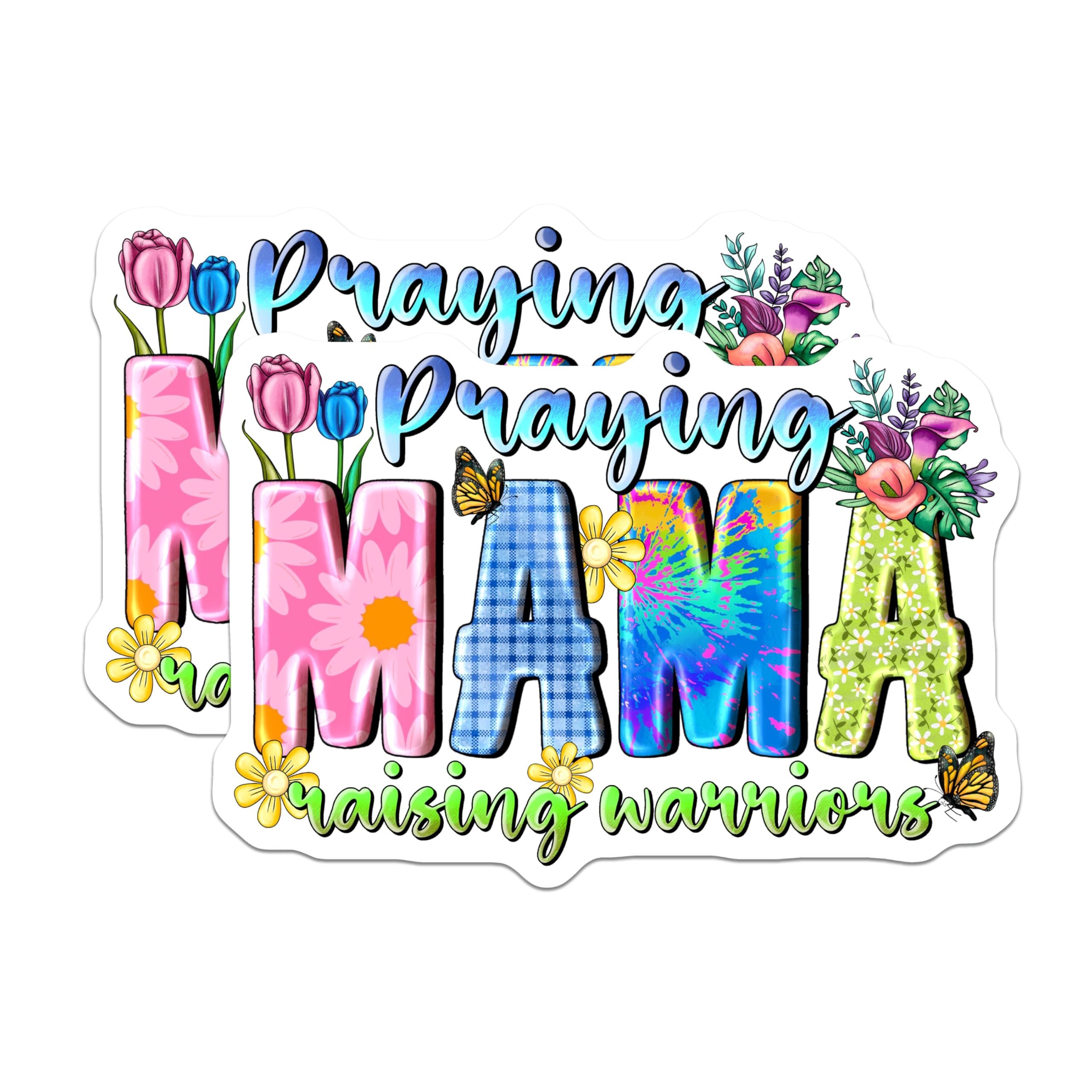 (2 Pack) Praying Mama Magnets - Raising Warriors Decor - Christian Mom Faith Inspiration - 5 Inches On Longest Side - Thick Durable Magnet - Made in USA - MAG23392
