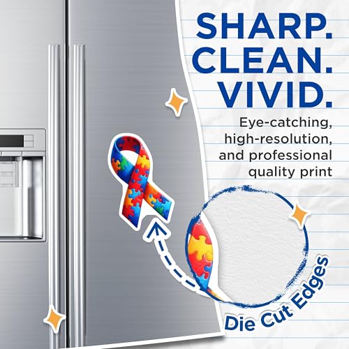 (2 Pack) Autism Awareness Magnets - Puzzle Ribbon Magnets - Support Autism - Colorful Puzzle Shape - 5" On Longest Side - for Cars, Fridges, Toolboxes - Made in USA - MAG6849