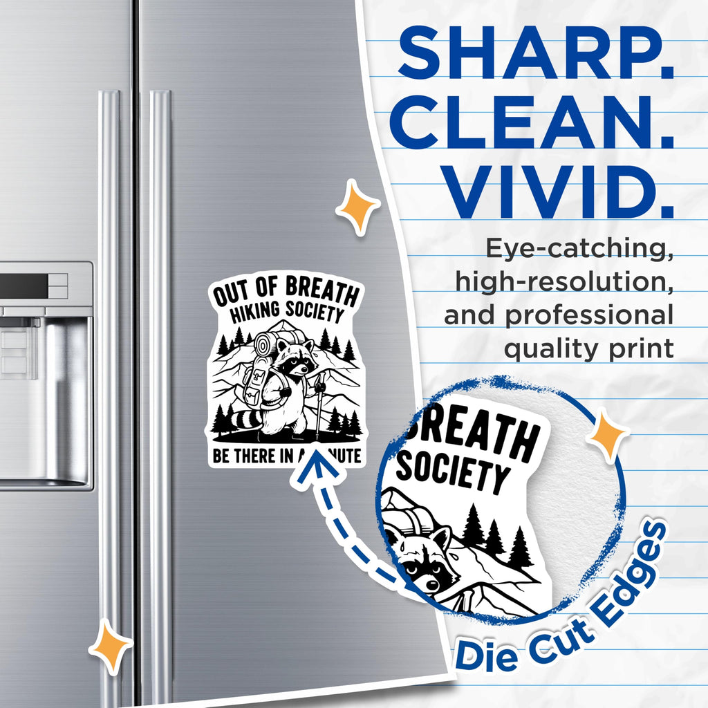 (2 Pack) Hiking Society Magnets - Raccoon Hiker Decor - Funny Animal Fridge Magnets - 5" On Longest Side - Premium Magnet - for Cars, Refrigerators, Toolboxes, Lockers - Made in USA - MAG14080