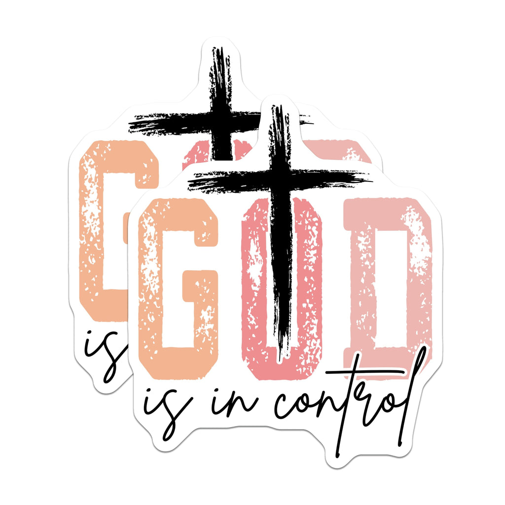 (2 Pack) God is in Control Magnets - Christian Faith Decor - Uplifting Scripture Refrigerator Reminder Magnets - 5 Inches On Longest Side - Thick Durable Magnet - Made in USA - MAG28809