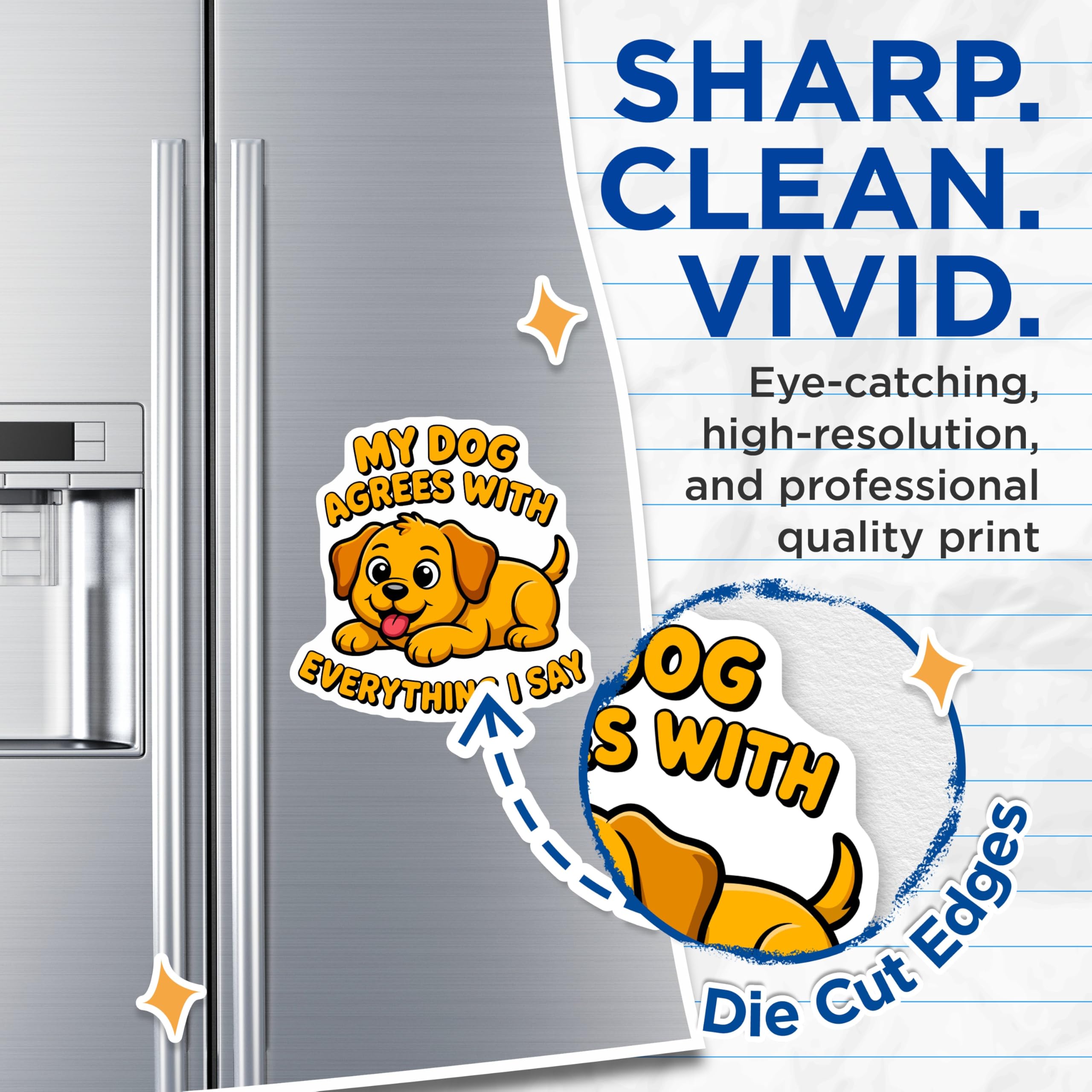 (2 Pack) Funny Dog Agrees with Me Quote Magnets - Dog Mom Pet Lover Accessory - Humorous Fridge Locker Decor - 5 Inches On Longest Side - Thick Durable Magnet - Made in USA - MAG30317
