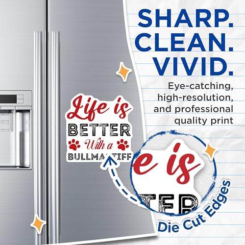 (2 Pack) Life is Better with a Bullmastiff Magnets - Dog Lover - Paw Print - 5" On Longest Side - for Cars, Fridges, Toolboxes - Made in USA - MAG3955