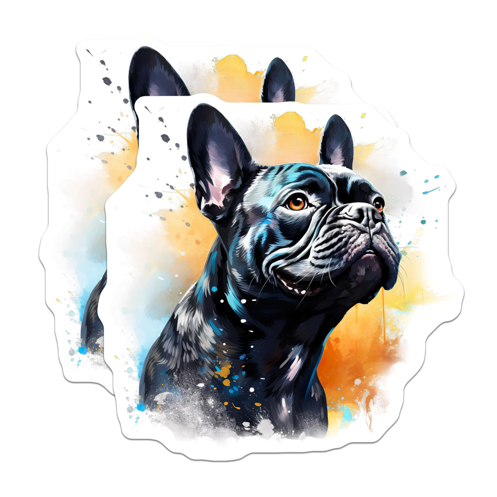 (2 Pack) French Bulldog Magnets - Artistic Watercolor Dog Art - Pet Lover Fridge Locker Decor - 5 Inches On Longest Side - Thick Durable Magnet - Made in USA - MAG24930