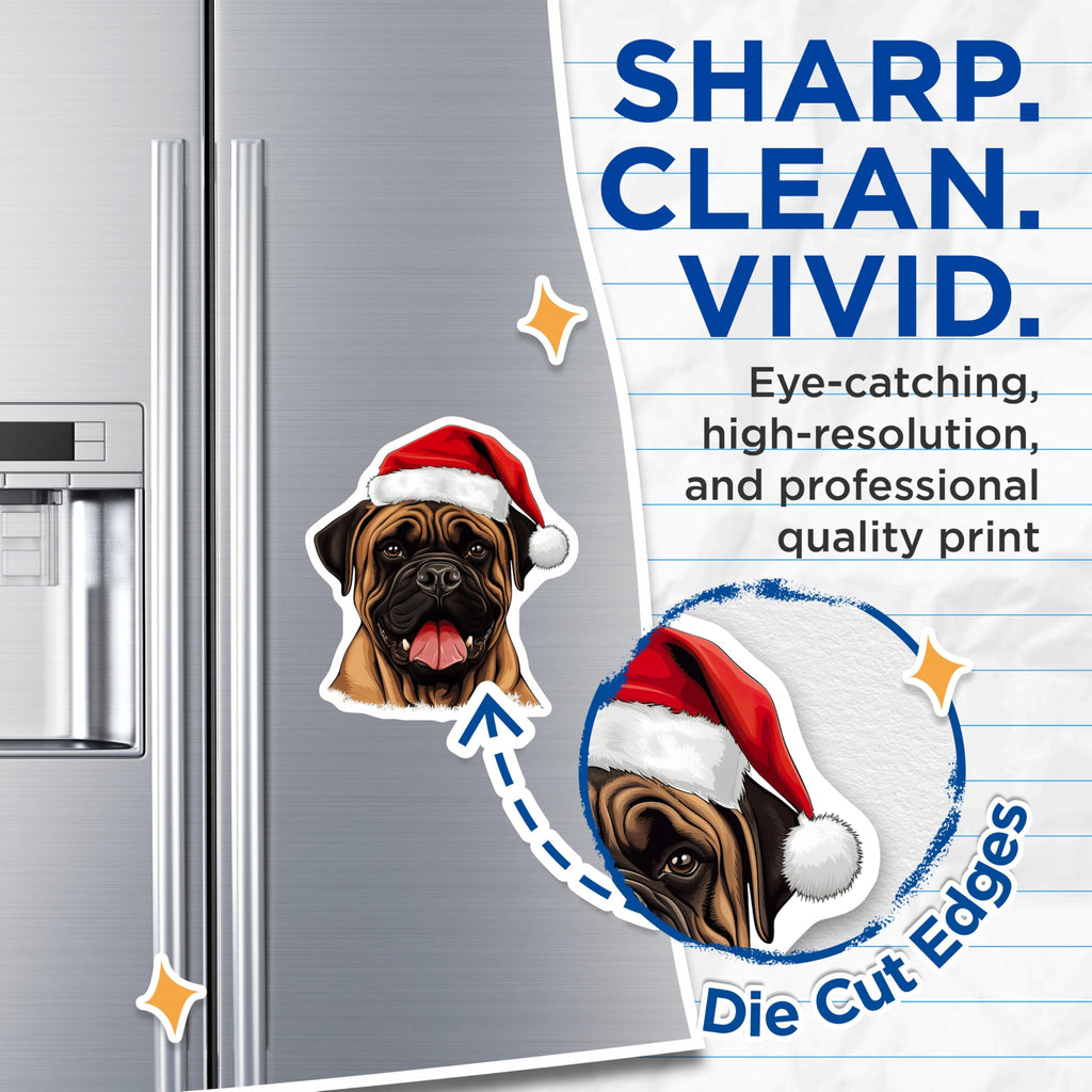 (2 Pack) Bullmastiff Christmas Magnets - Santa Dog Refrigerator - Festive Pet Accessory - 5 Inches On Longest Side - Thick Durable Magnet - Made in USA - MAG29794