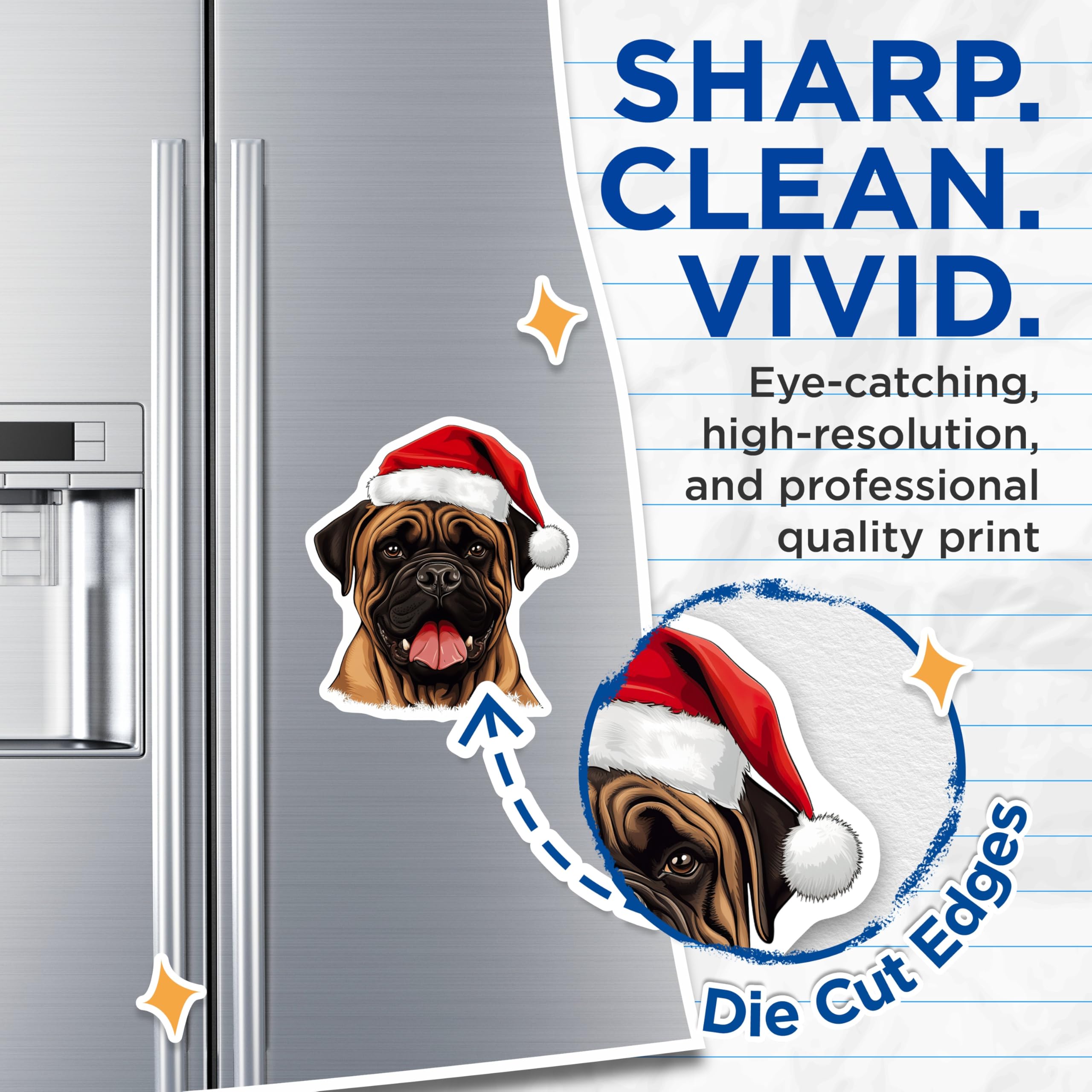 (2 Pack) Bullmastiff Christmas Magnets - Santa Dog Refrigerator - Festive Pet Accessory - 5 Inches On Longest Side - Thick Durable Magnet - Made in USA - MAG29794