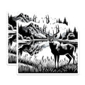 (2 Pack) Deer in Forest Stickers - Wildlife Art - Nature Lover Decal - 5" On Longest Side - Sticks to Smooth Flat Surfaces - Made in USA - BMCS8651
