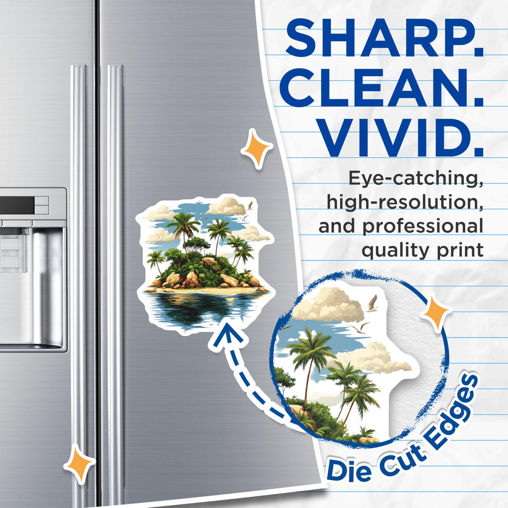 (2 Pack) Tropical Island Magnets - Paradise Beach Decor - Summer Vacation Memento - 5 Inches On Longest Side - Thick Durable Magnet - Made in USA - MAG25874